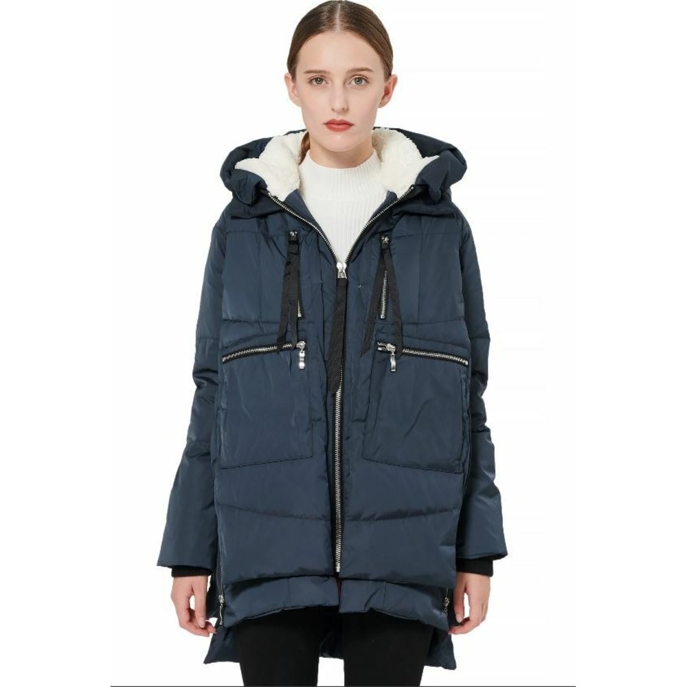 Orolay Thickened Down Jacket puffer hooded Navy SIZE XSMALL